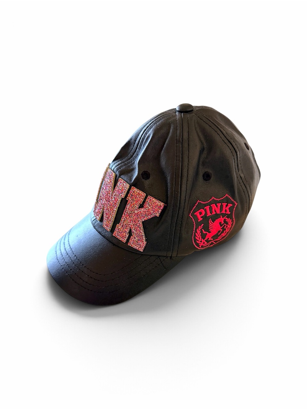 Pink & Blue Faux Leather PINK ladies sparkle Hat/Cap